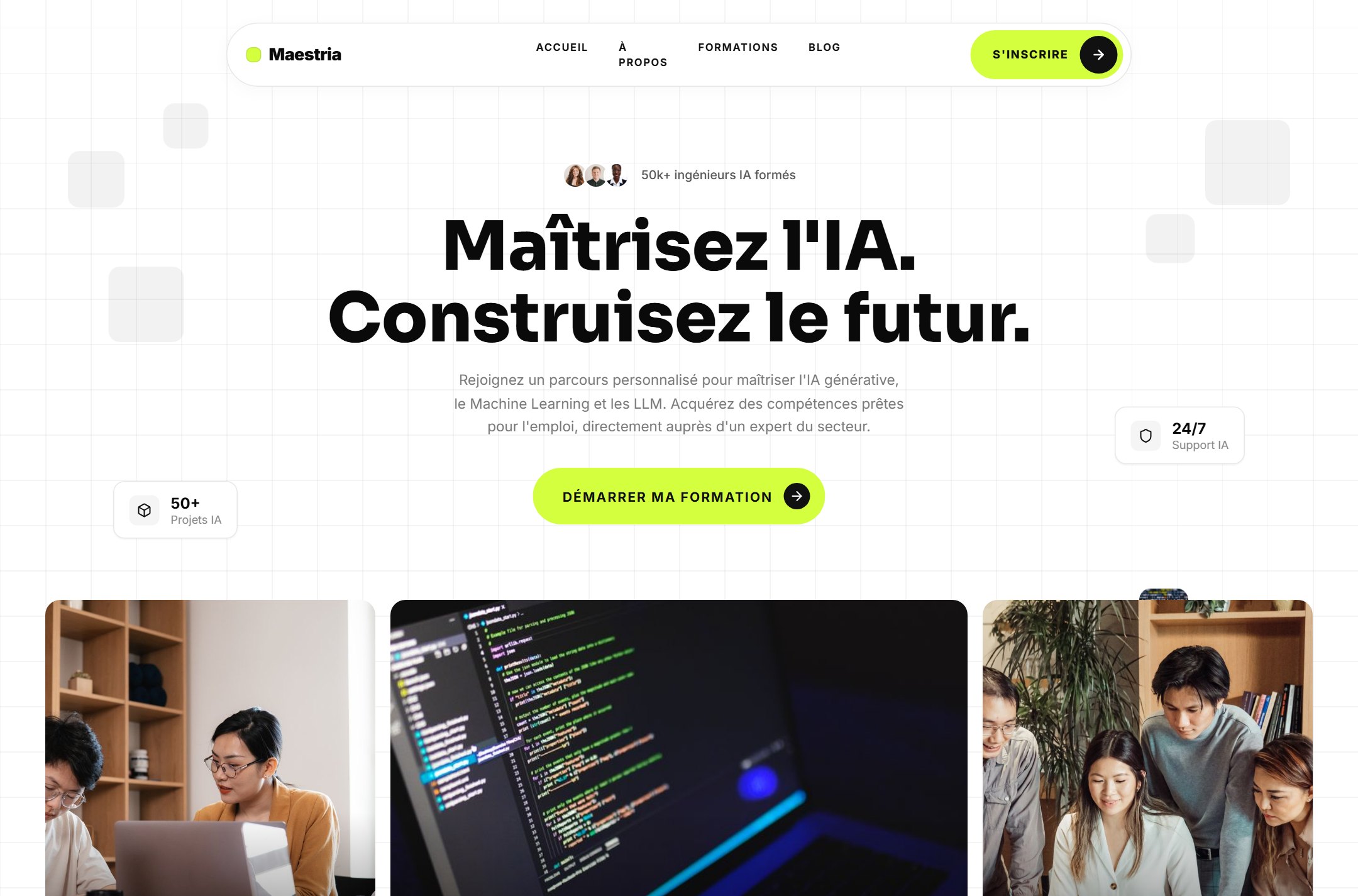 Maestria — landing plateforme de formation IA