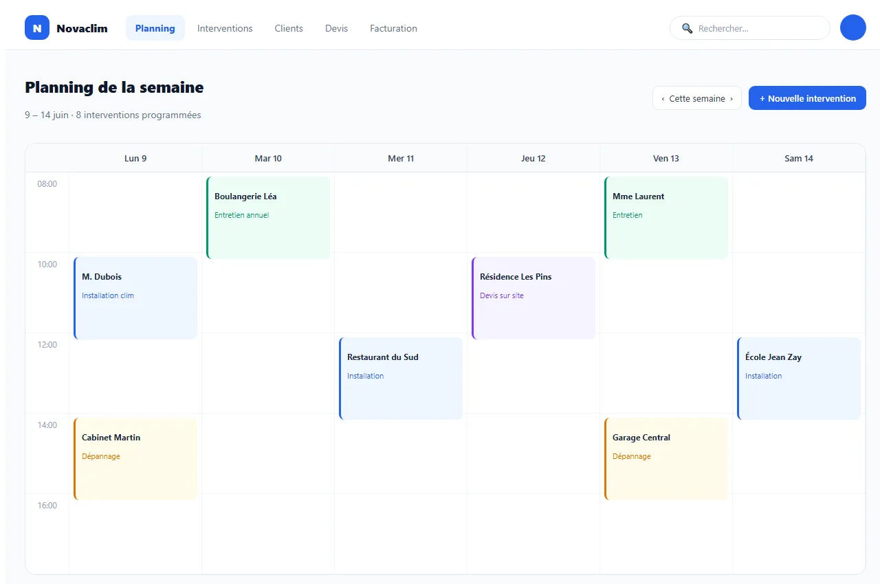 Novaclim — CRM sur-mesure pour un installateur de climatisation