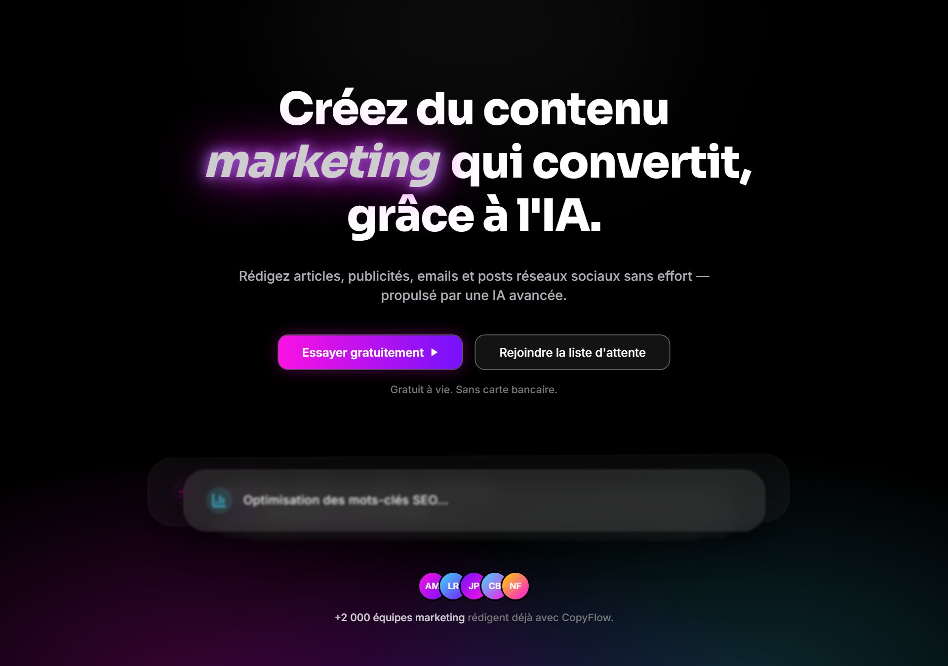 CopyFlow — landing SaaS de rédaction